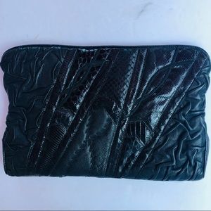 Vintage Carlo Fiori Italy Envelope Clutch Bag Black Medium